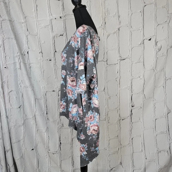 WOMENS Oversized Loose Relaxed Off the Shoulder Fit Floral Tunic Top Casual Sz L - Picture 3 of 6